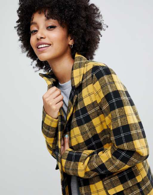 New Look tailored coat in mustard plaid