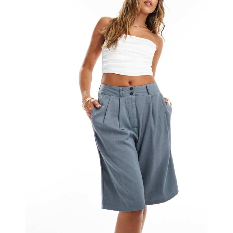 New Look tailored knee length shorts in grey ASOS