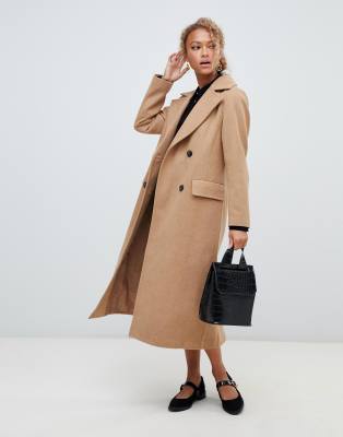 New Look tailored maxi coat in camel-Gray