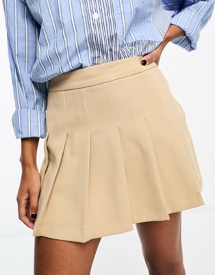New Look tailored pleated skort in camel