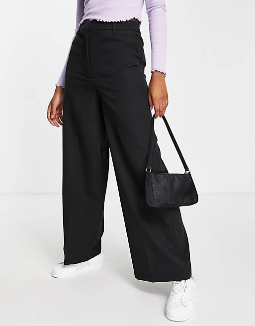Trousers & Leggings New Look tailored wide leg trouser in black 