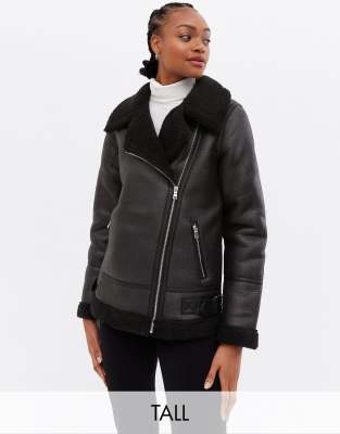 New Look Tall aviator jacket in black