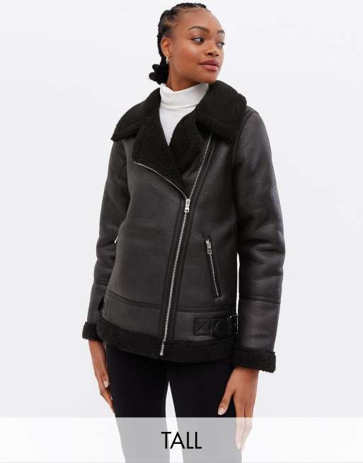 New Look Tall aviator jacket in black | ASOS