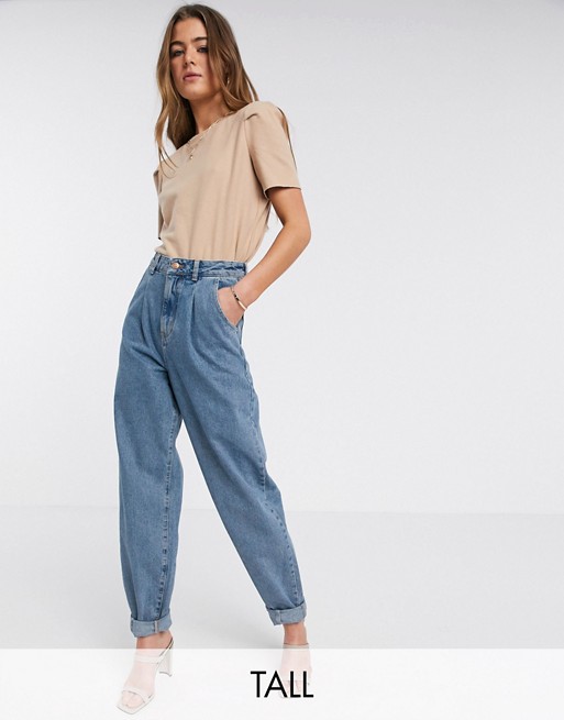 New Look Tall balloon leg jeans in mid blue