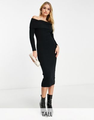 New Look Tall bardot mini dress in black