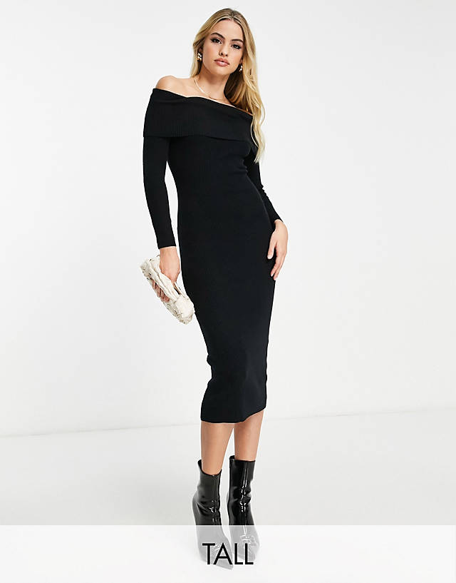New Look Tall - bardot mini dress in black