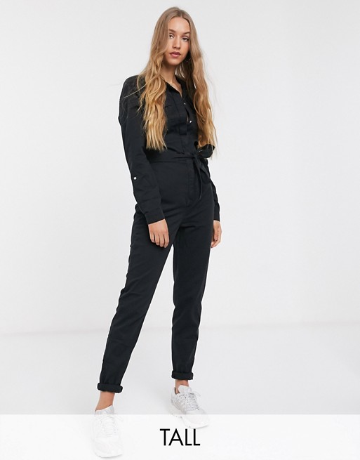 New Look Tall belted boilersuit in black