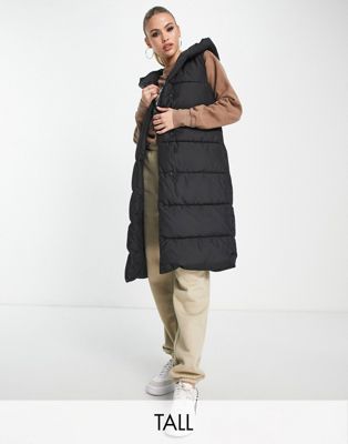 New Look Tall belted hooded gilet in black