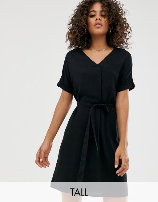 New Look Tall belted tunic dress in black | ASOS