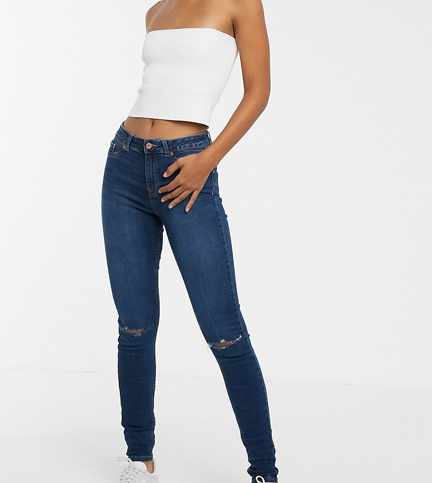New Look Tall – Blå, slitna skinny jeans