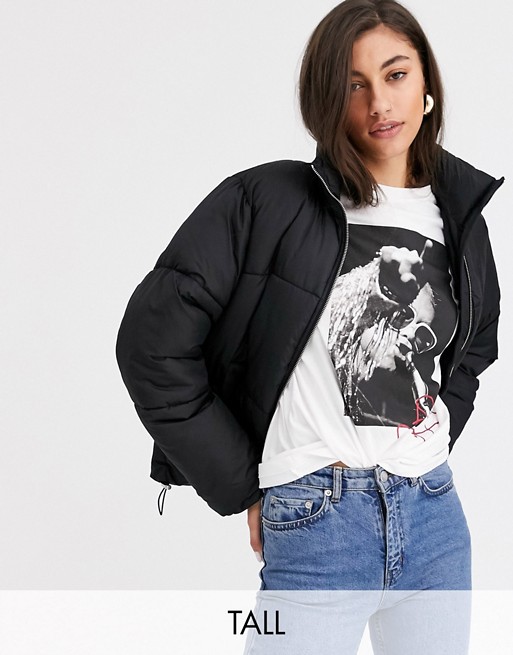 New Look Tall boxy cropped puffer jacket in black