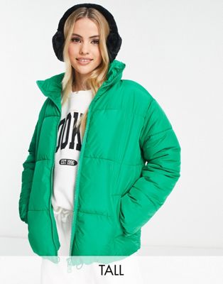 New Look Tall boxy puffer coat in green