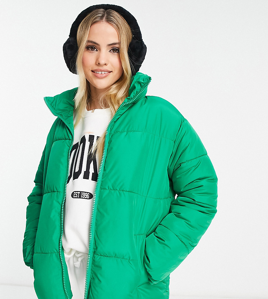 New Look Tall boxy puffer coat in green-Blue