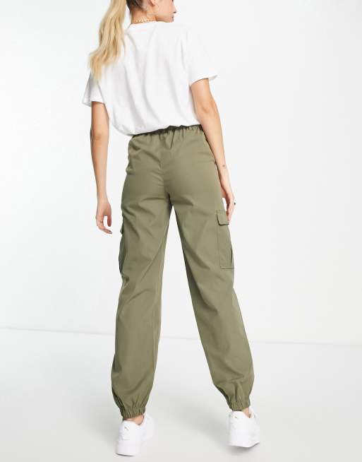 Signature 8 satin straight leg cargo pants in green