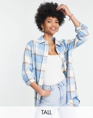 New Look Tall check overshirt in blue pattern