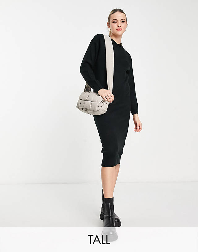 New Look Tall - chunky knitted midi dress in black