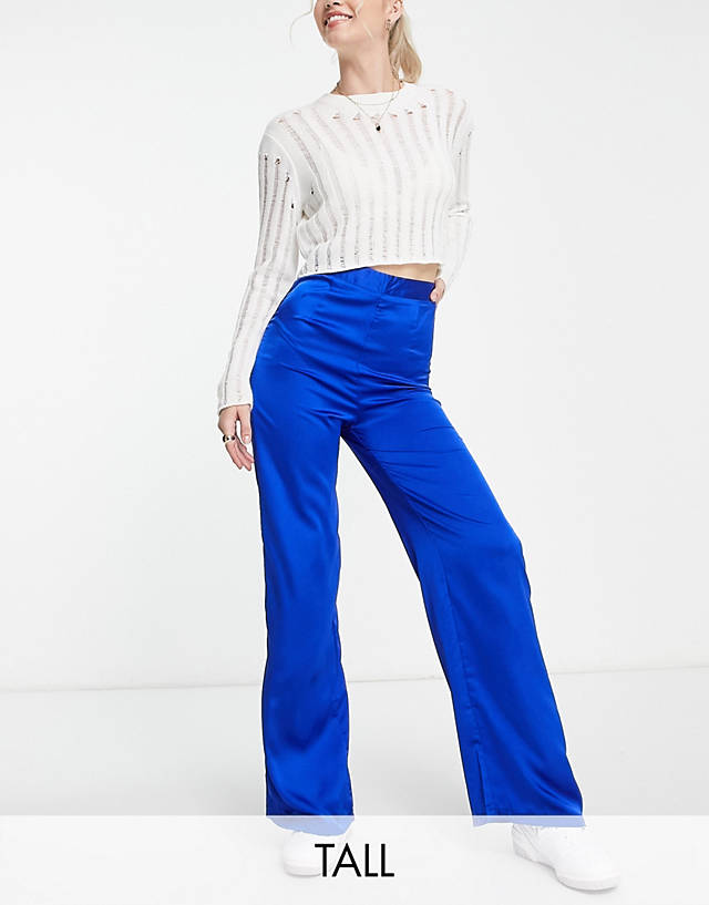 New Look Tall - co-ord satin wide leg trouser in bright blue