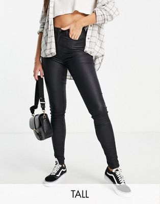 New Look Tall coated lift and shape skinny jeans in black