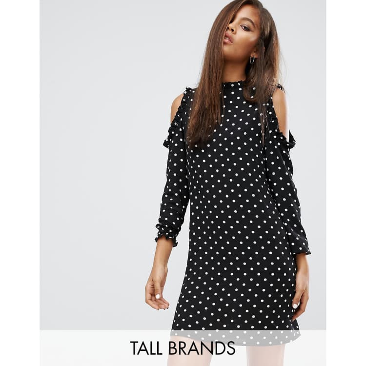 New Look Tall Cold Shoulder Ruffle Detail Shift Dress ASOS