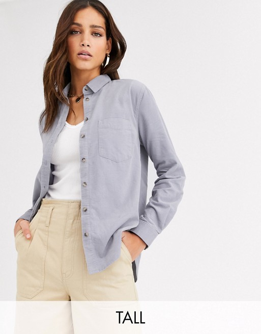 New Look Tall cord shirt in light grey