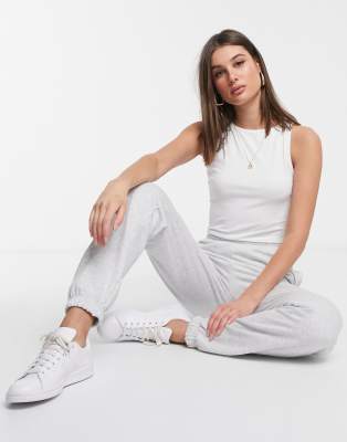 light grey cuffed joggers