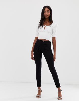 Look Tall disco skinny jeans in black 