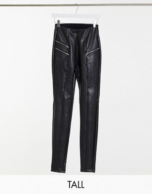 New Look Tall downtown-cool leather-look leggings in black | ASOS