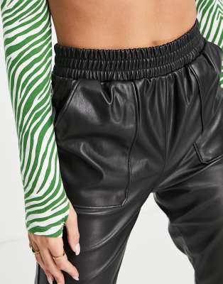 new look leather look joggers