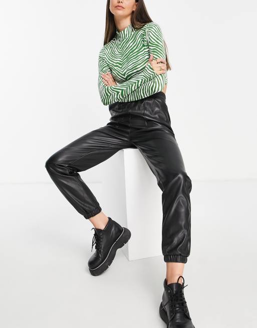 New Look Tall faux leather jogger in black ASOS