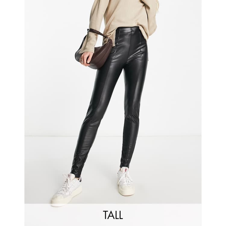 Topshop Tall leather look legging in black