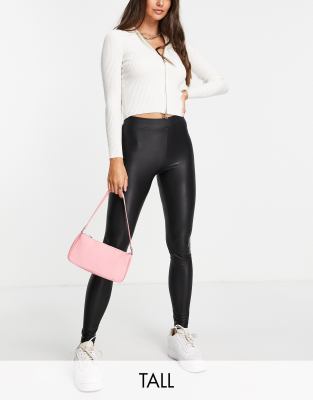 New Look Tall faux leather leggings in black | ASOS