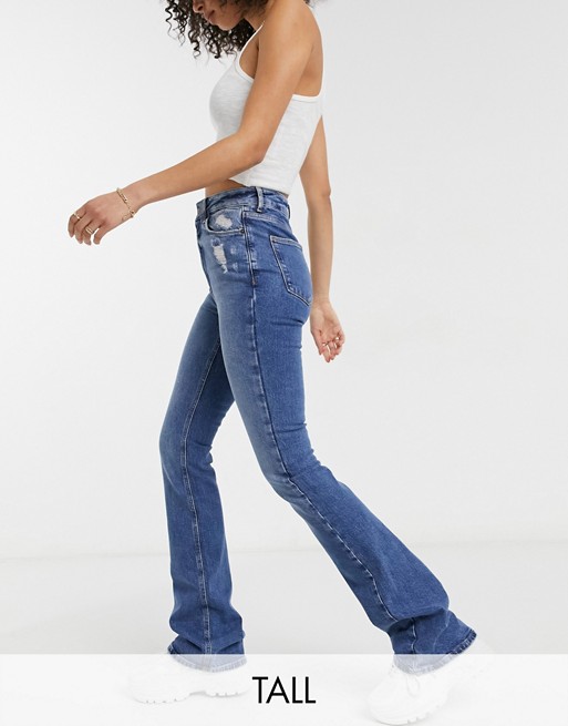 New Look Tall flared jeans in mid blue