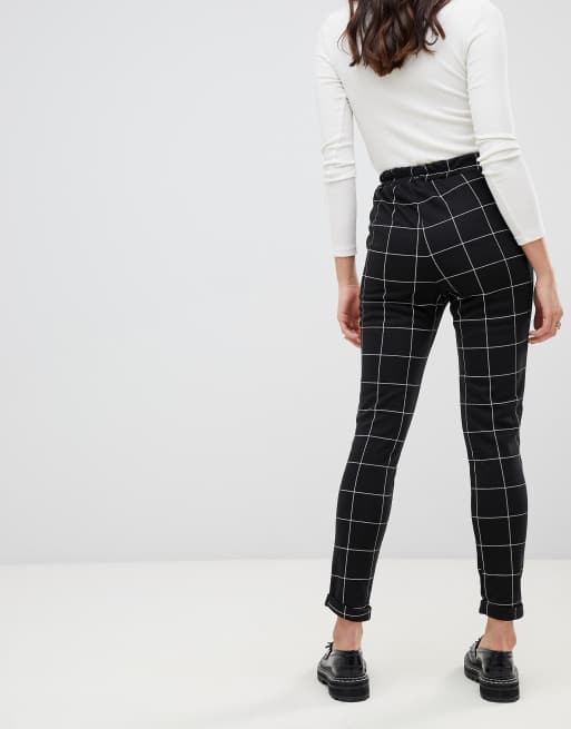 New Look Tall grid check pants in black ASOS