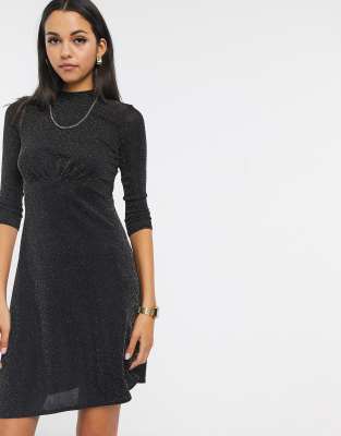 black glitter high neck dress