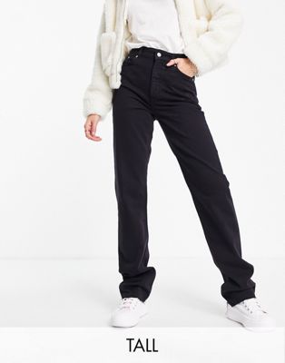 New Look Tall high rise straight jean in black - ASOS Price Checker