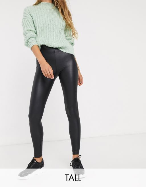 Tall Black Wet Look Leggings