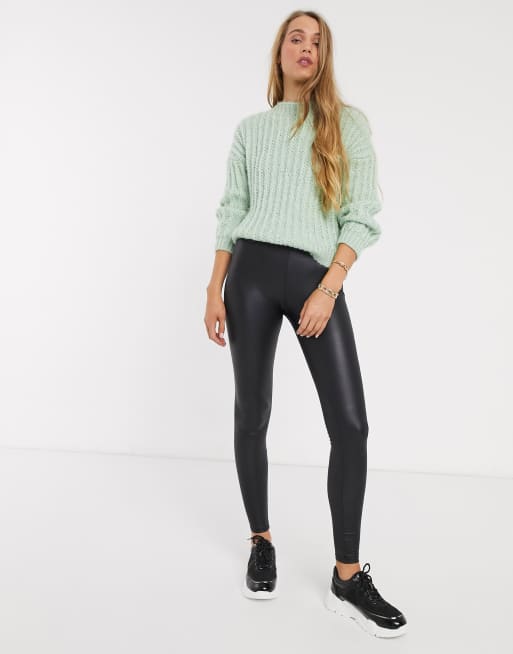 ASOS DESIGN capri leggings with bow detail in black