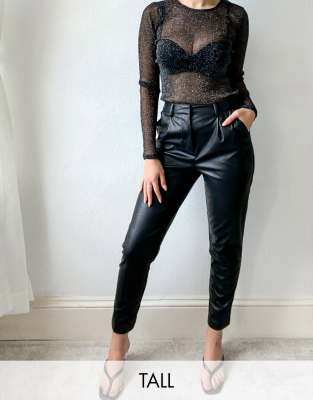 leather look trousers with belt loops