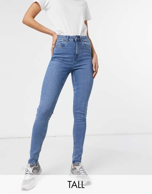 New Look Tall lift and shape skinny jeans in mid blue | ASOS