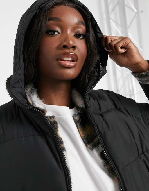 New Look Tall longline duvet puffer coat in black