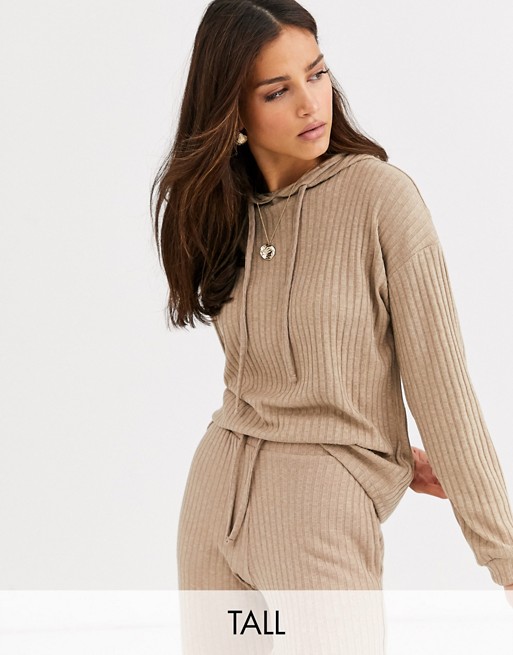 New Look Tall lounge ribbed hoody coord in camel