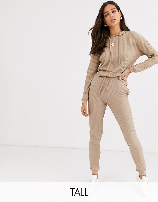 New Look Tall lounge ribbed jogger co-ord in camel