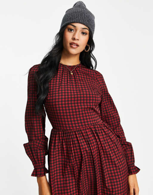New Look Tall – Luźna sukienka midi w czerwoną kratę, 2 z 4