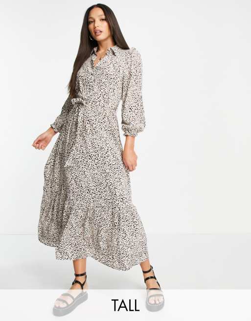 New Look Tall midi shirt dress in black animal print ASOS