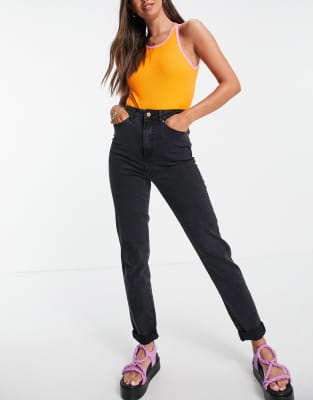 new look tall mom jeans in black