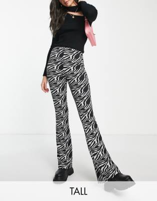 New Look Tall marble print flare trousers in black - ASOS Price Checker
