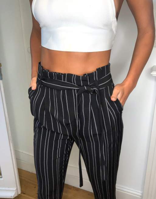 Pantalon rayé shop avec ceinture