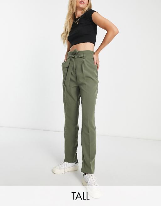 Olive store paperbag pants