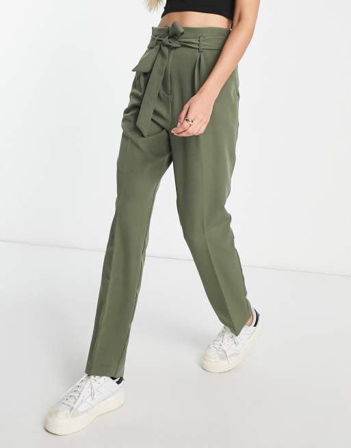 Khaki deals belted trousers