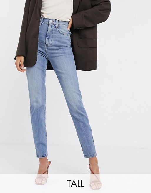 New Look Tall relaxed skinny jeans in mid blue